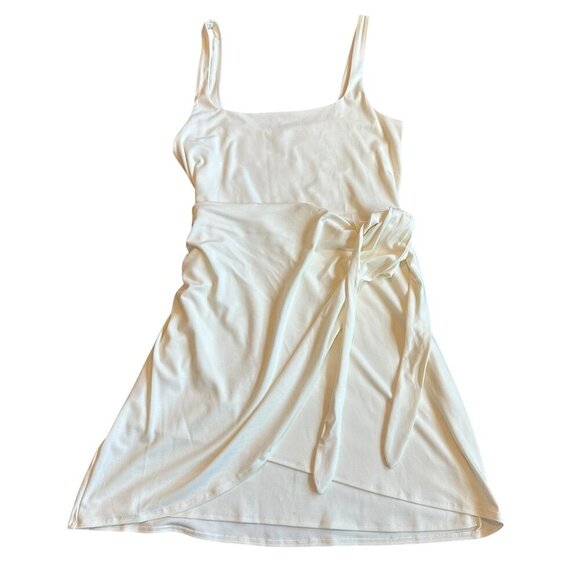 Wilfred Aritzia New Saturn Mini Dress Sleeveless Light Birch Cream Wrap XL NWT - Picture 3 of 11
